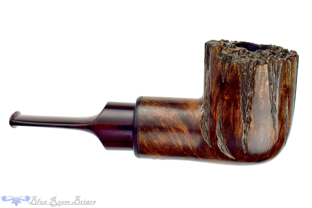 Blue Room Briars is proud to present this Joshua Ronish (2016 Make) Spot Carved Reverse Calabash with Brindle and Plateau Estate Pipe