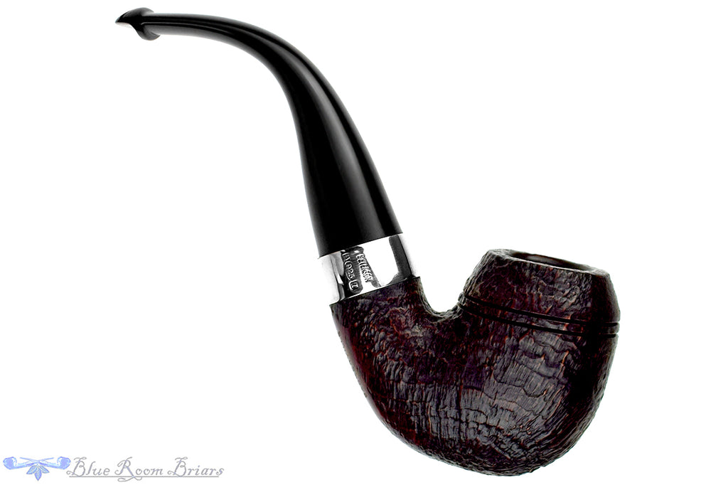Blue Room Briars is proud to present this Peterson Sherlock Holmes Bent Sandblast Baskerville with Silver and P-Lip Estate Pipe