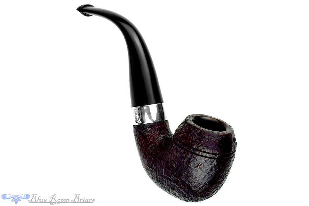 Blue Room Briars is proud to present this Peterson Sherlock Holmes Bent Sandblast Baskerville with Silver and P-Lip Estate Pipe