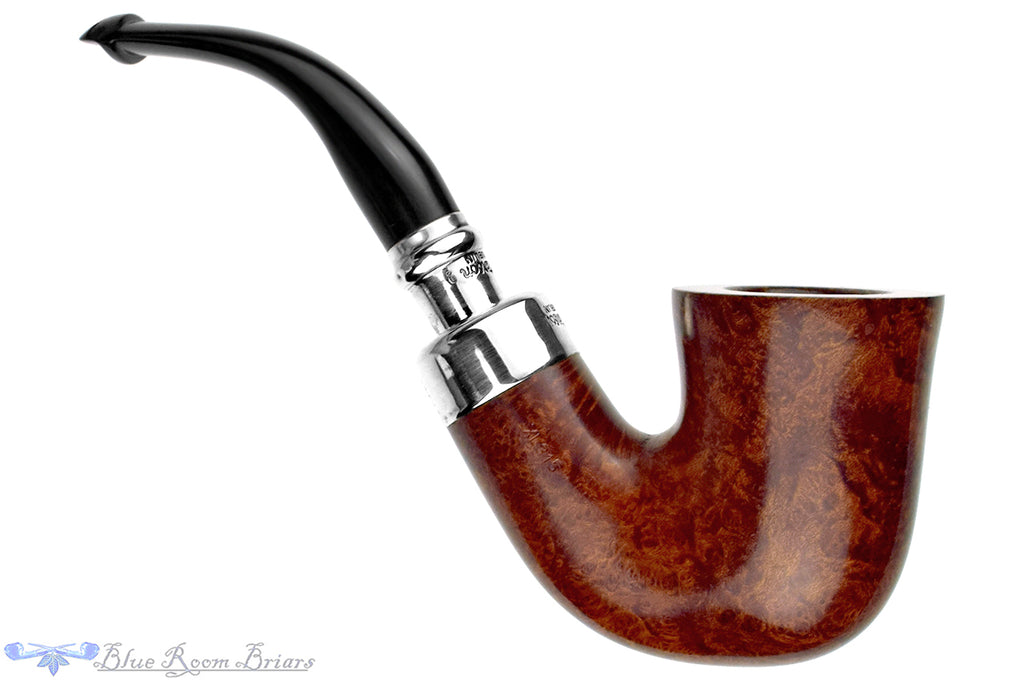 Blue Room Briars is proud to present this Peterson System XL315 Silver Spigot Bent Calabash with P-Lip Estate Pipe