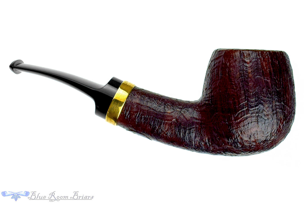 Blue Room Briars is proud to present this C. Martin Pipe by Chris Mattioda Bent Sandblast Billiard with Brass