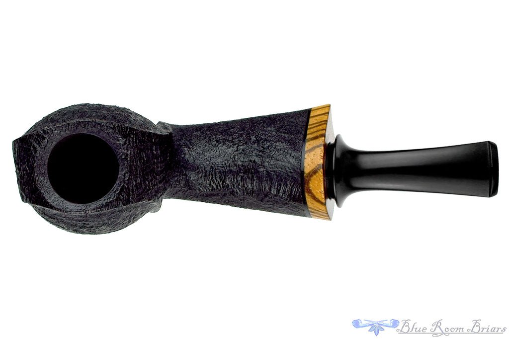 Blue Room Briars is proud to present this C Kent Joyce Bent Black Blast Blowfish with Zebrawood Estate Pipe