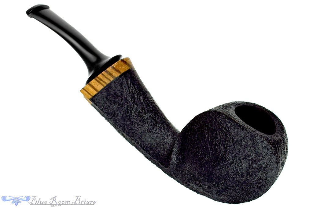 Blue Room Briars is proud to present this C Kent Joyce Bent Black Blast Blowfish with Zebrawood Estate Pipe