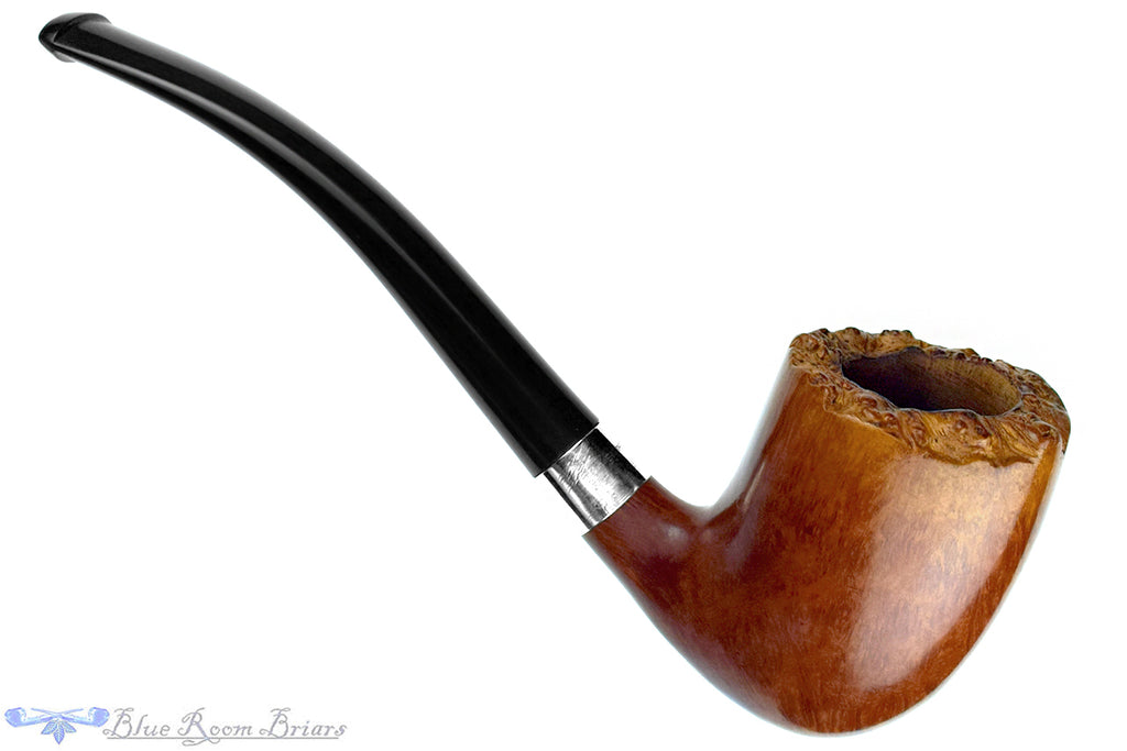 Blue Room Briar is proud to present this Jack Weinberger Bent Billiard Freehand with Plateau Estate Pipe with Silver Repair Band