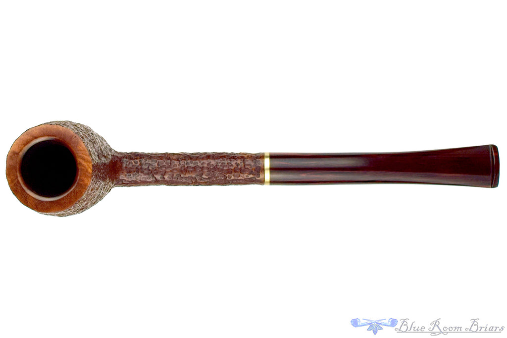 Blue Room Briars is proud to present this Savinelli Bing's Favorite Rusticated Billiard Sitter with Brass and Brindle Estate Pipe