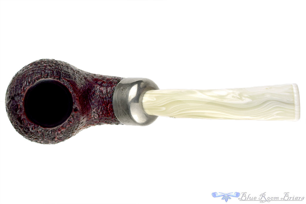 Blue Room Briars is proud to present this Peterson Christmas XL02 (2017 Make) Bent Sandblast Apple with Nickel Estate Pipe