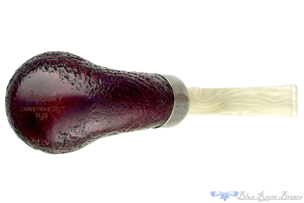 Blue Room Briars is proud to present this Peterson Christmas XL02 (2017 Make) Bent Sandblast Apple with Nickel Estate Pipe