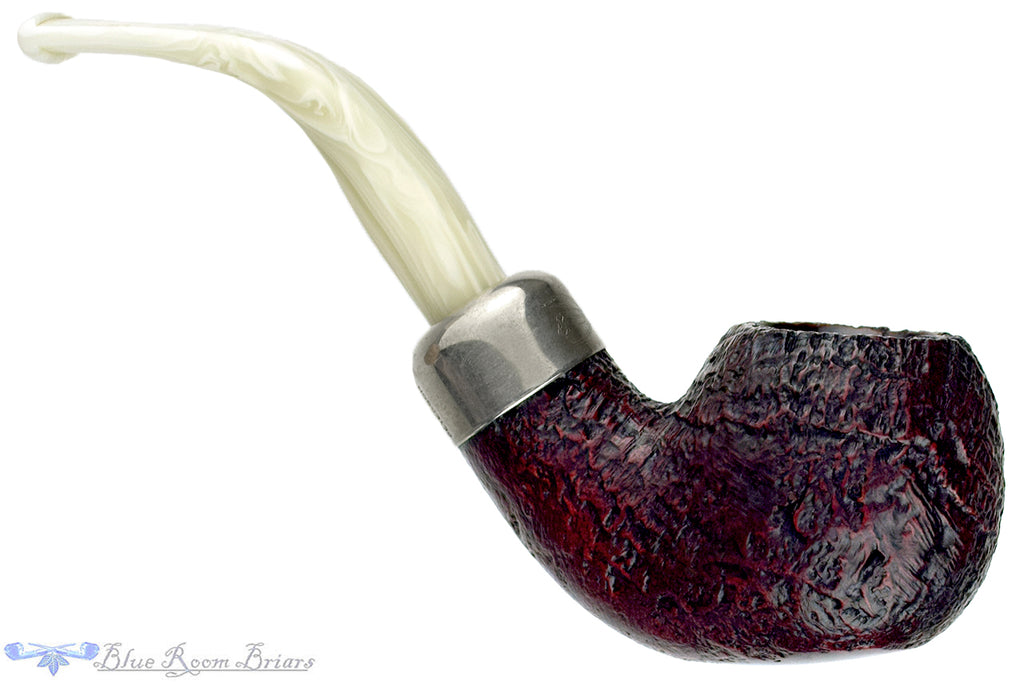 Blue Room Briars is proud to present this Peterson Christmas XL02 (2017 Make) Bent Sandblast Apple with Nickel Estate Pipe