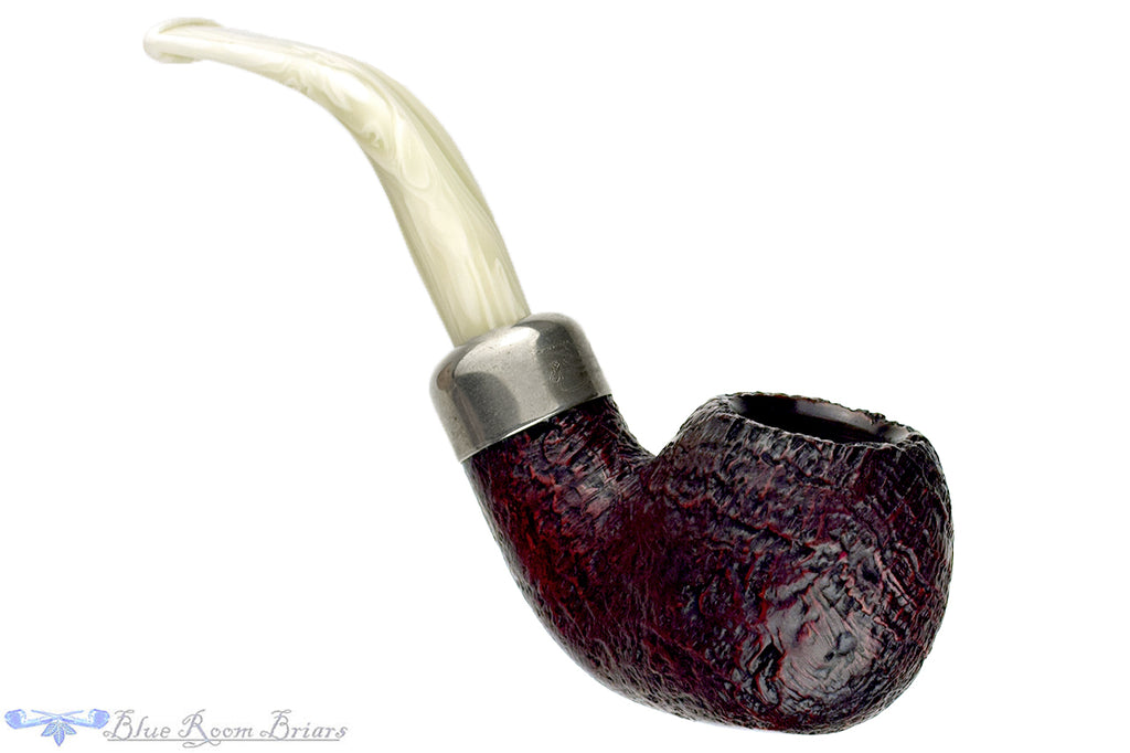 Blue Room Briars is proud to present this Peterson Christmas XL02 (2017 Make) Bent Sandblast Apple with Nickel Estate Pipe