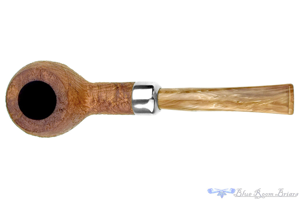 Blue Room Briars is proud to present this Peterson Burren 408 Bent Sandblast Natural Apple with Nickel and Military Mount Estate Pipe