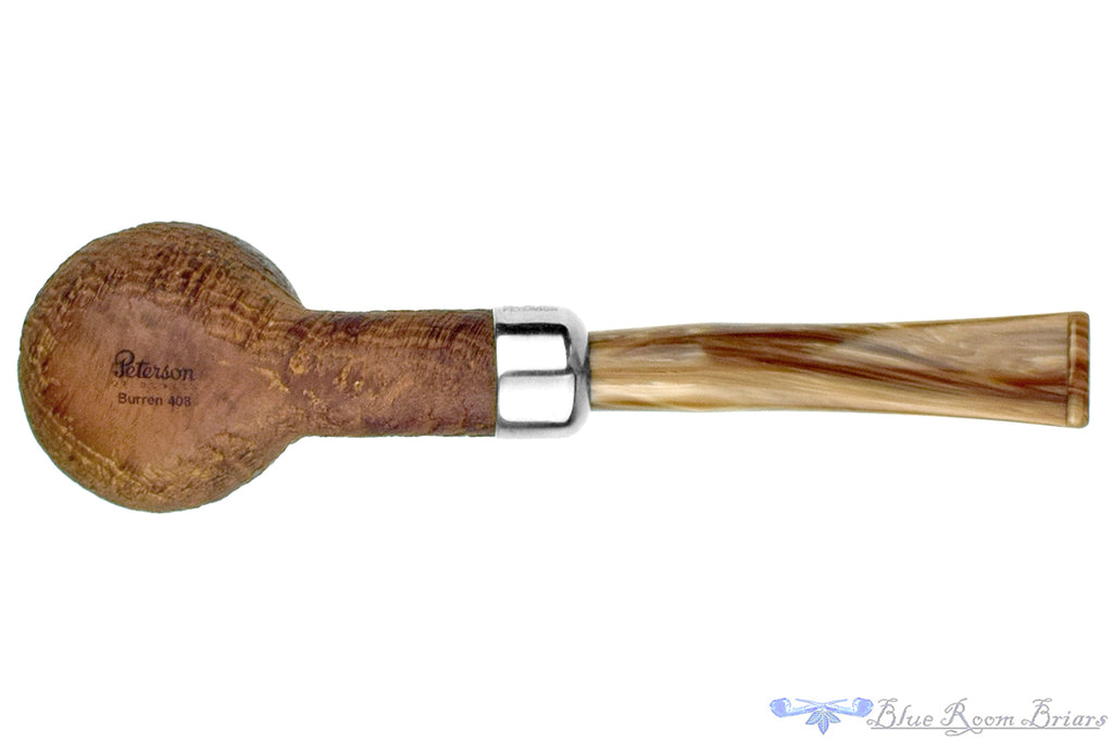 Blue Room Briars is proud to present this Peterson Burren 408 Bent Sandblast Natural Apple with Nickel and Military Mount Estate Pipe