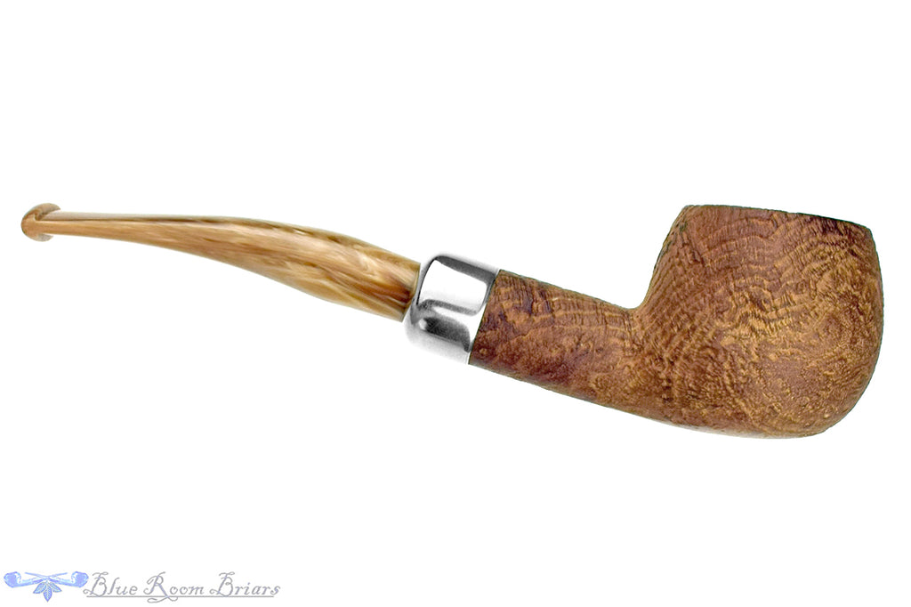 Blue Room Briars is proud to present this Peterson Burren 408 Bent Sandblast Natural Apple with Nickel and Military Mount Estate Pipe