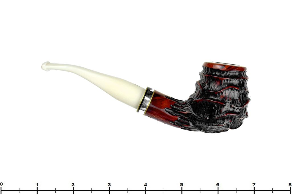 Nørding Queen Carved 1/8 Bent Billiard with Nickel and Brass Estate Pipe