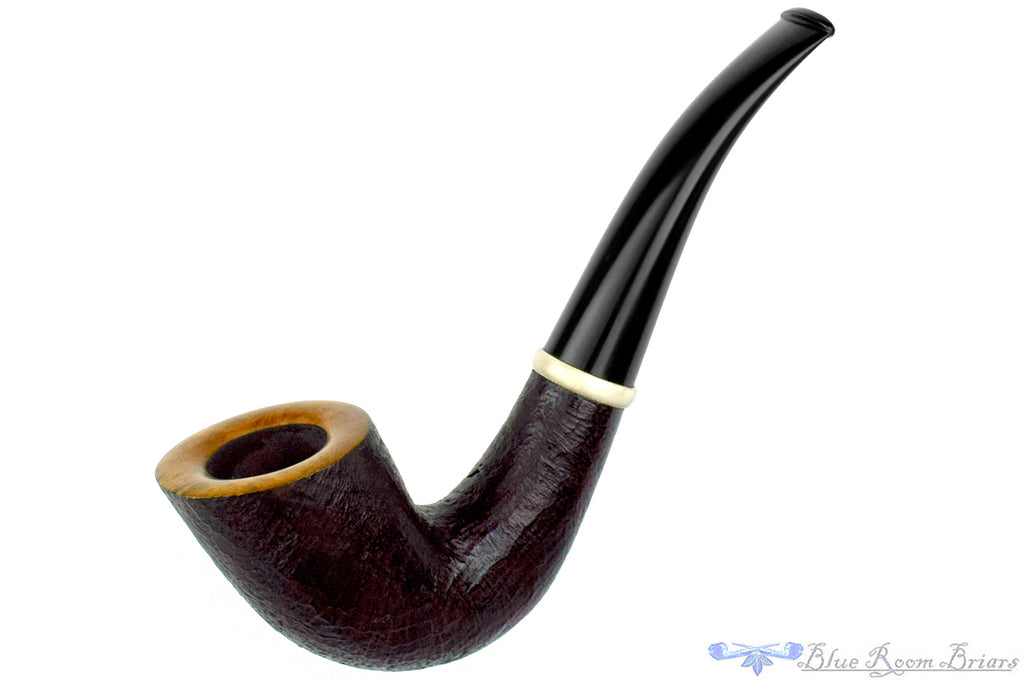 Blue Room Briars is proud to present this Charl Goussard Pipe Sandblast Bent Horn with Ivorite