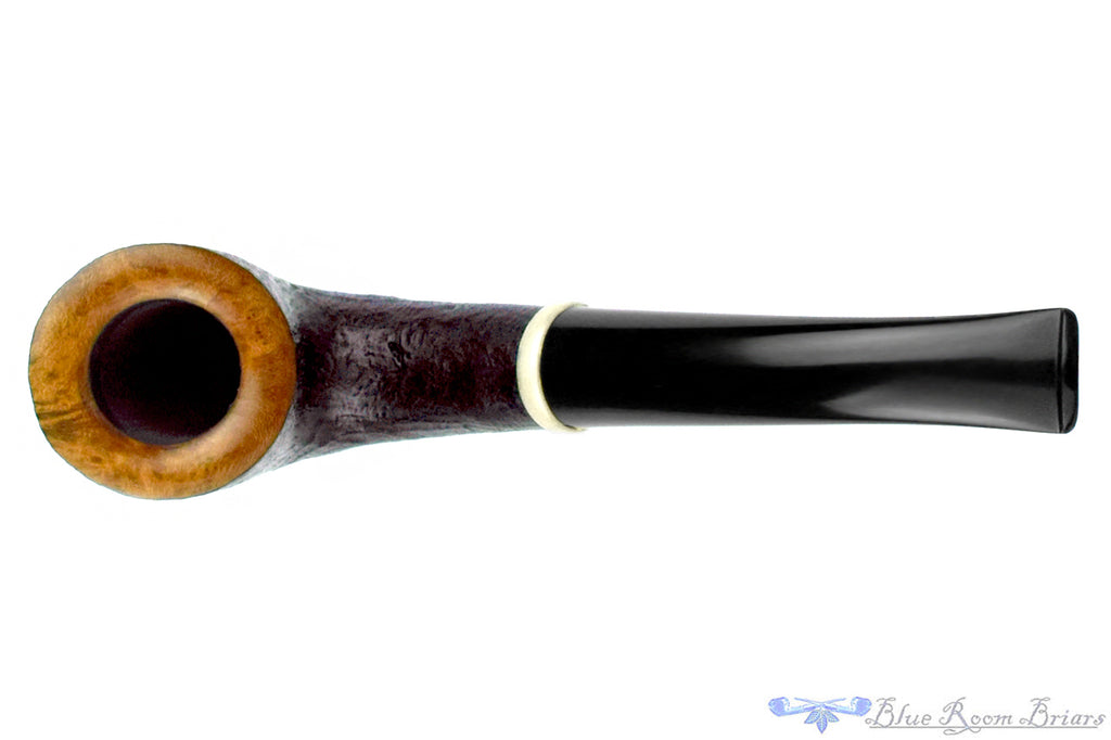 Blue Room Briars is proud to present this Charl Goussard Pipe Sandblast Bent Horn with Ivorite