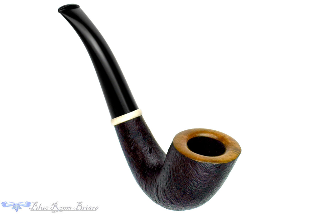 Blue Room Briars is proud to present this Charl Goussard Pipe Sandblast Bent Horn with Ivorite