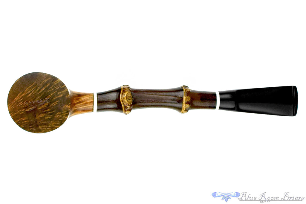Blue Room Briars is proud to present this Charl Goussard Pipe Poker Sitter with Dark Bamboo