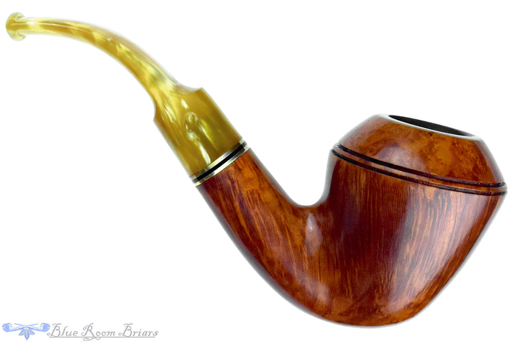 Blue Room Briars is proud to present this Design Berlin Mayflower 16 Bent Rhodesian (9mm Filter) with Brass Estate Pipe