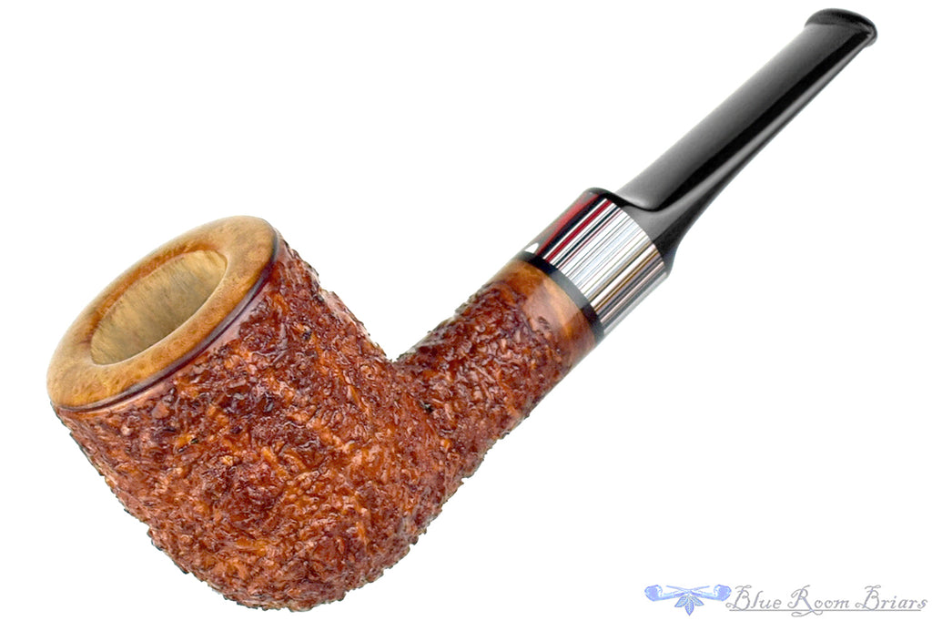 Blue Room Briars is proud to present this Todd Harris Pipe Rusticated Billiard with Fordite