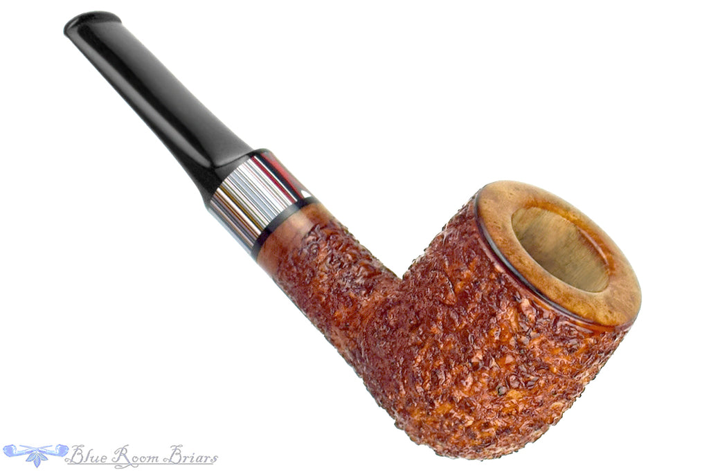 Blue Room Briars is proud to present this Todd Harris Pipe Rusticated Billiard with Fordite