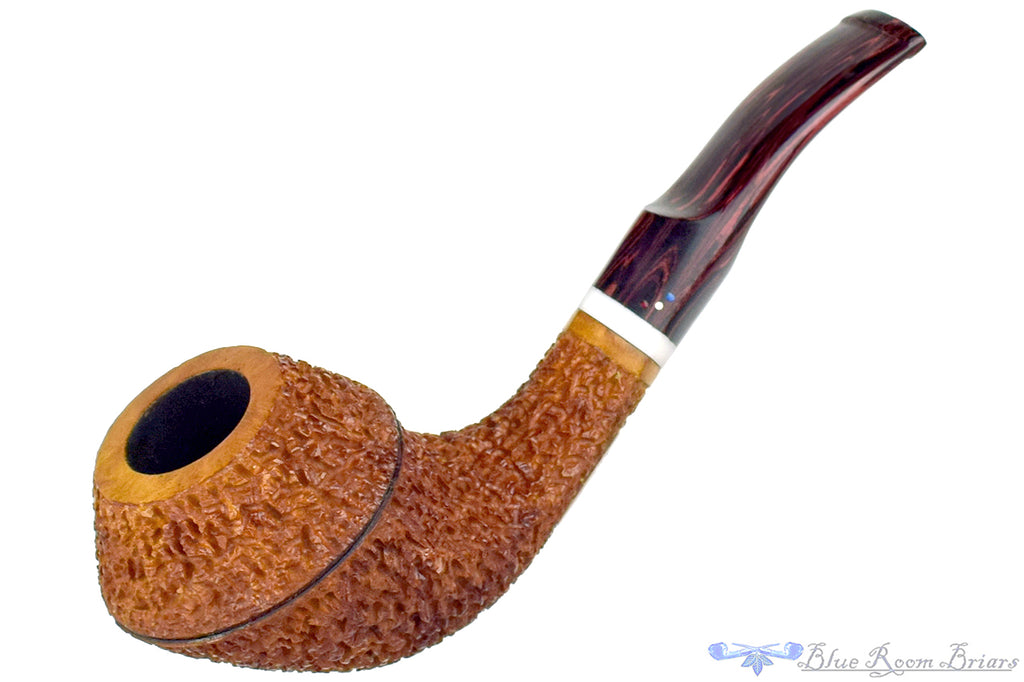 Blue Room Briars is proud to present this Dr. Bob Pipe Bent Rusticated Bulldog with Brindle and Acrylic