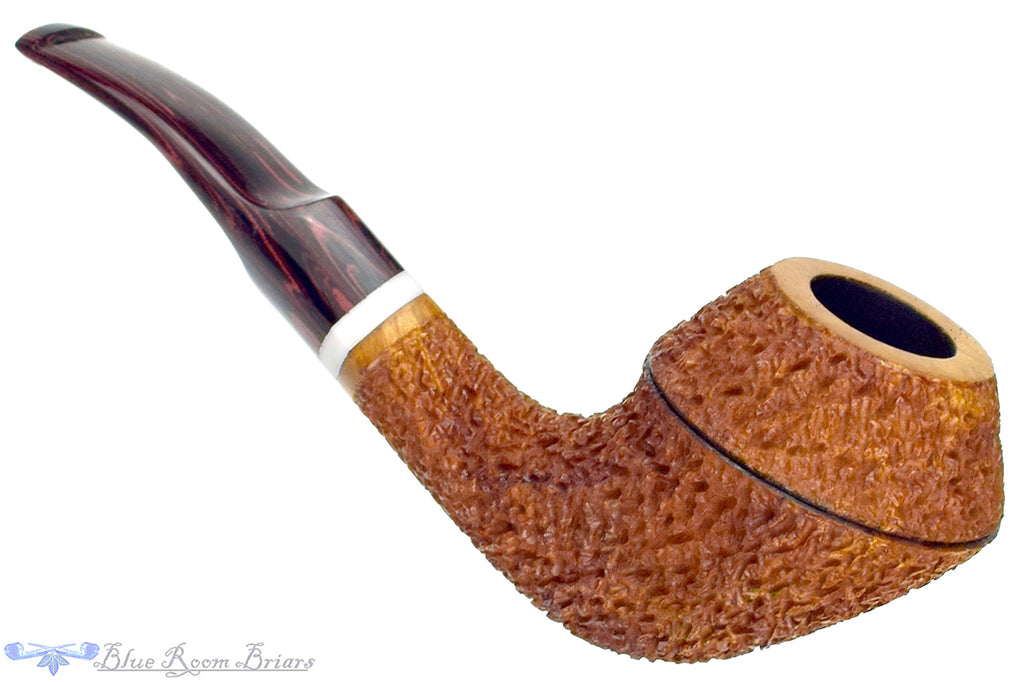 Blue Room Briars is proud to present this Dr. Bob Pipe Bent Rusticated Bulldog with Brindle and Acrylic