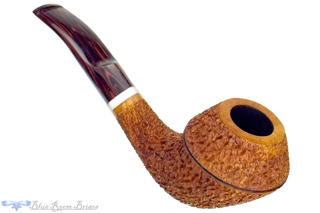 Blue Room Briars is proud to present this Dr. Bob Pipe Bent Rusticated Bulldog with Brindle and Acrylic