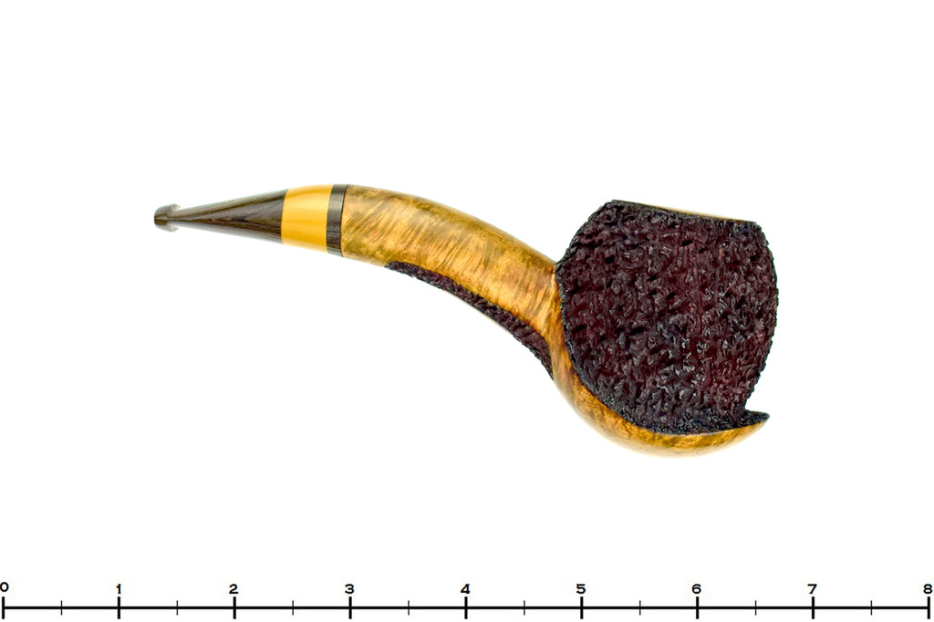 Blue Room Briars is proud to present this Dr. Bob Pipe Partial Rusticated Hawkbill and Saucer with Brindle and Ebonite