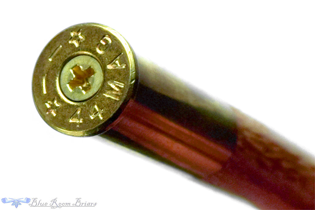 Blue Room Briars is proud to present this Bill Shalosky Custom Tamper Marblewood with .44 Magnum Shell Casing