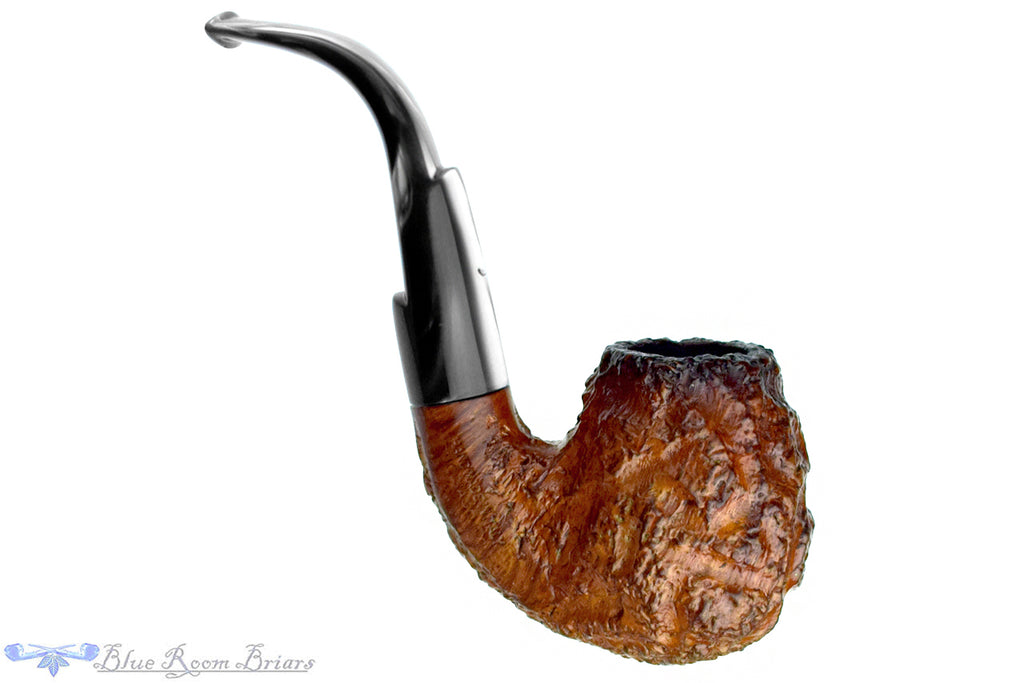 Blue Room Briar is proud to present this Caminetto Business 175 KS Bent Rusticated Fumed Egg Estate Pipe