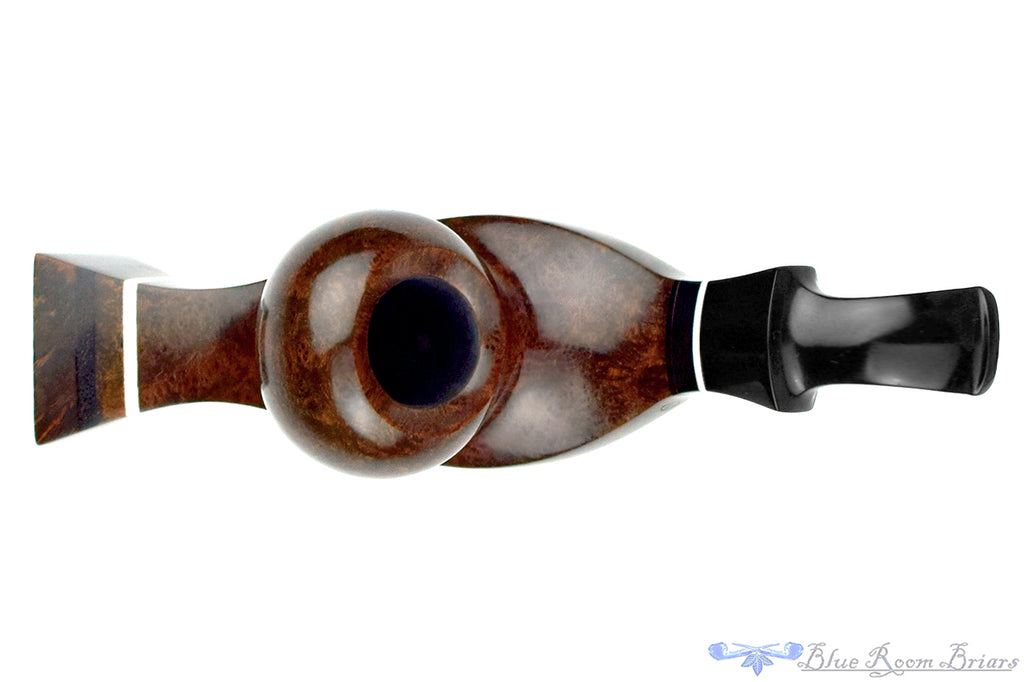 Blue Room Briars is proud to present this HS Studio Standing Ramses with Ebony and Ivorite UNSMOKED Estate Pipe