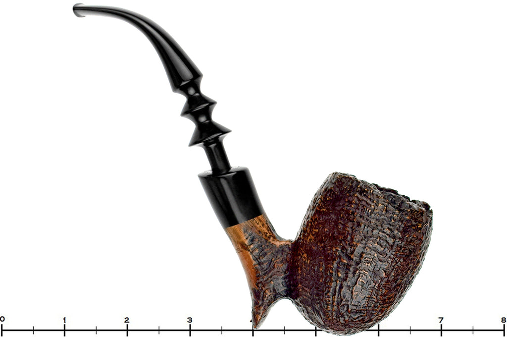 Blue Room Briars is proud to present this Ben Wade Hand Model 100 Bent Sandblast Freehand with Plateau and Ebonite Ferrule Estate Pipe