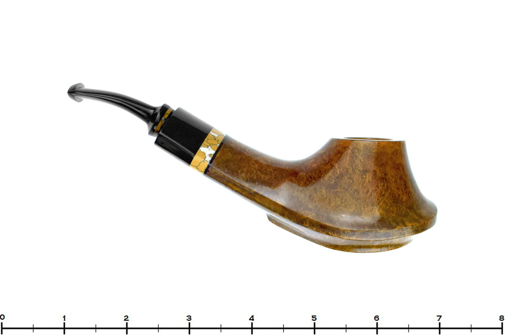 Blue Room Briars is proud to present this Joseph Skoda Bent Volcano With Stabilized Insert and Ebonite Ferrule UNSMOKED Estate Pipe