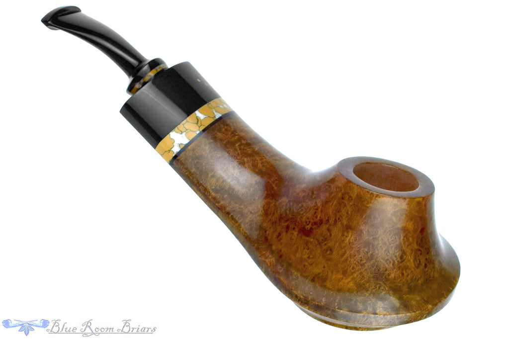 Blue Room Briars is proud to present this Joseph Skoda Bent Volcano With Stabilized Insert and Ebonite Ferrule UNSMOKED Estate Pipe