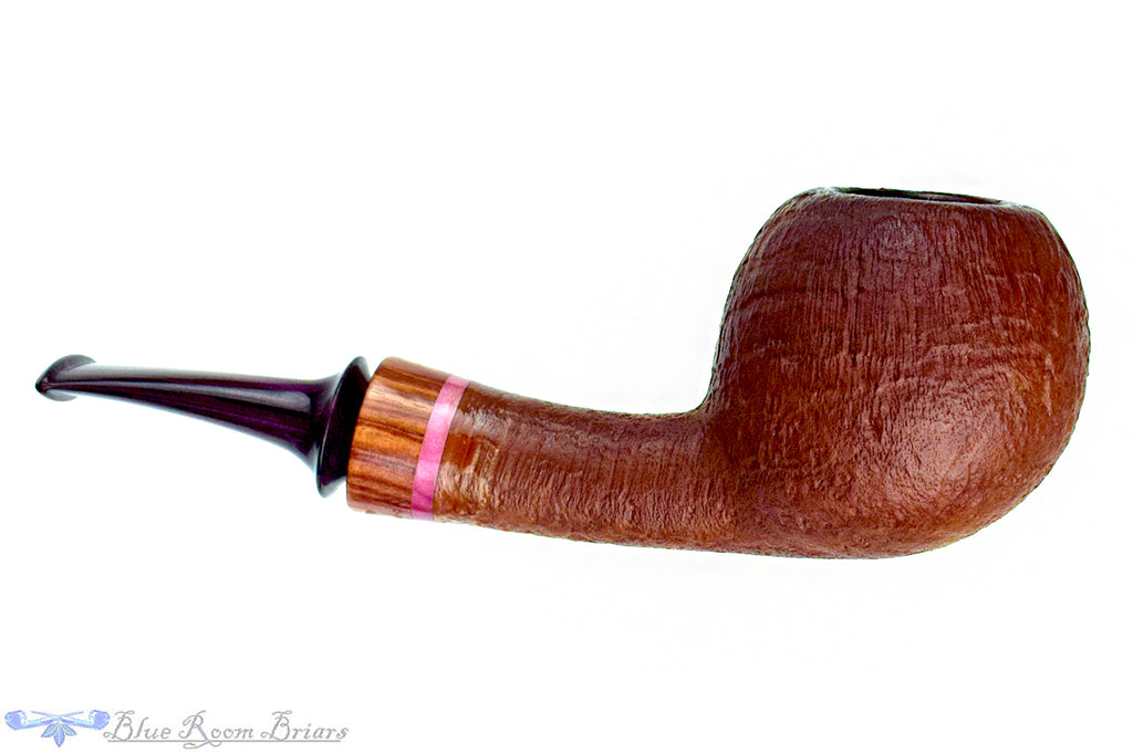 Blue Room Briar is proud to present this Tom Richard Tan Blast Apple with Rosewood and Purple Brindle Estate Pipe