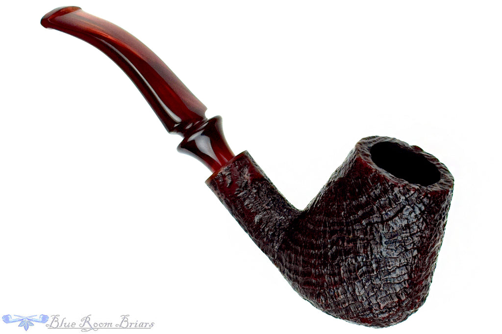 Blue Room Briar is proud to present this Boda Pipe Bent Sandblast Volcano Estate Pipe with Replacement Stem