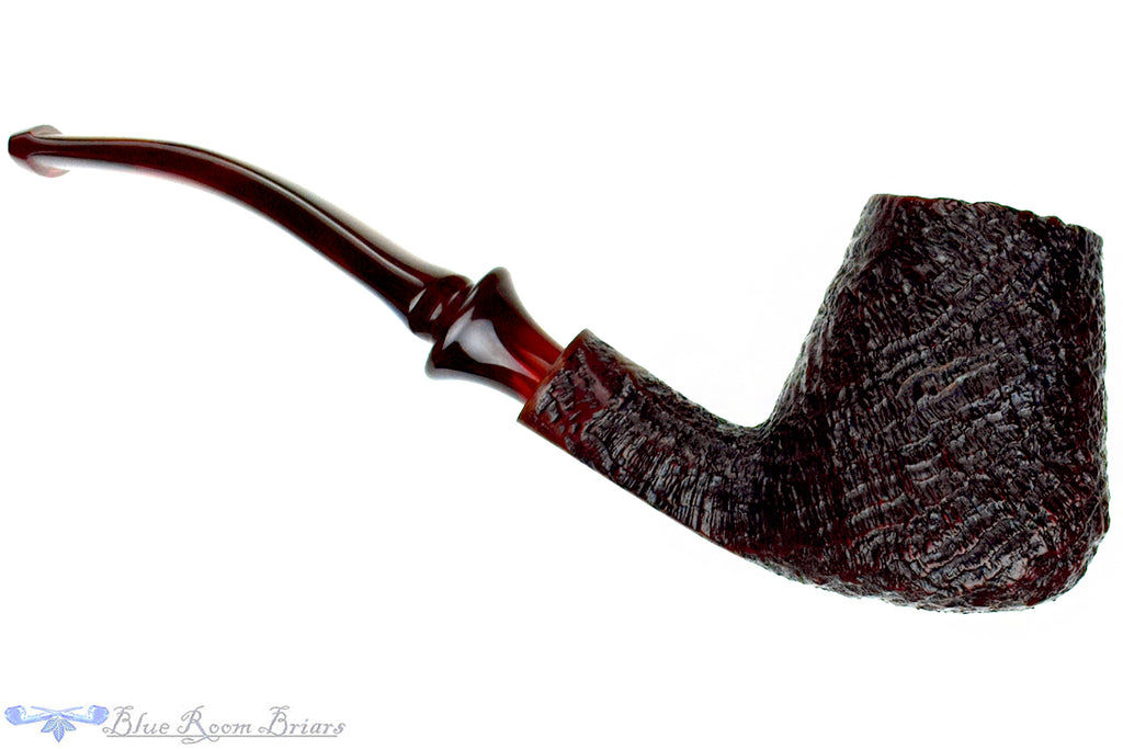 Blue Room Briar is proud to present this Boda Pipe Bent Sandblast Volcano Estate Pipe with Replacement Stem