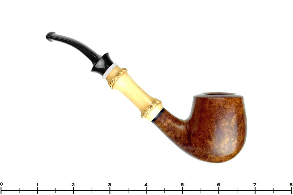 Blue Room Briar is proud to present this Fulushou Bent Billiard with Bamboo and Ivorite Estate Pipe