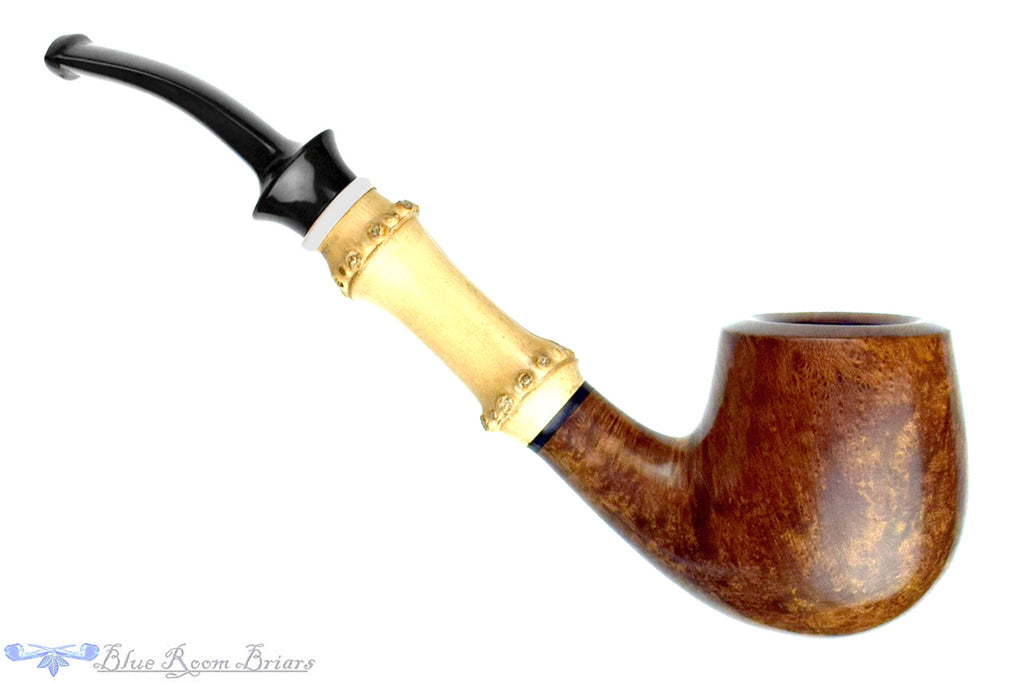 Blue Room Briar is proud to present this Fulushou Bent Billiard with Bamboo and Ivorite Estate Pipe