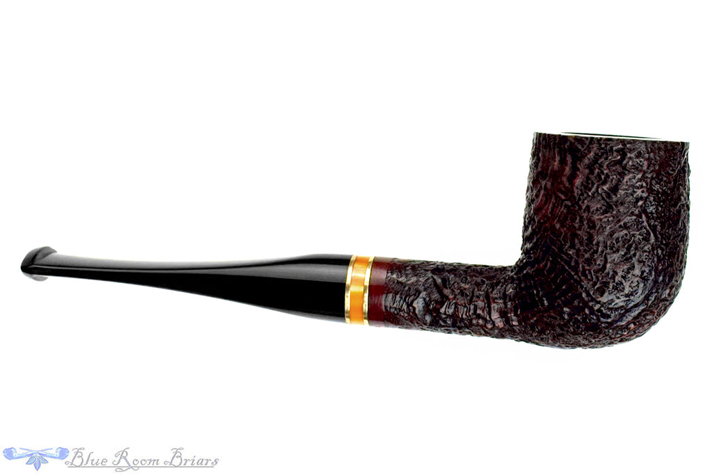 Blue Room Briar is proud to present this Alpha Nobility Sandblast Billiard (6mm Filter) with Acrylic and Brass Estate Pipe