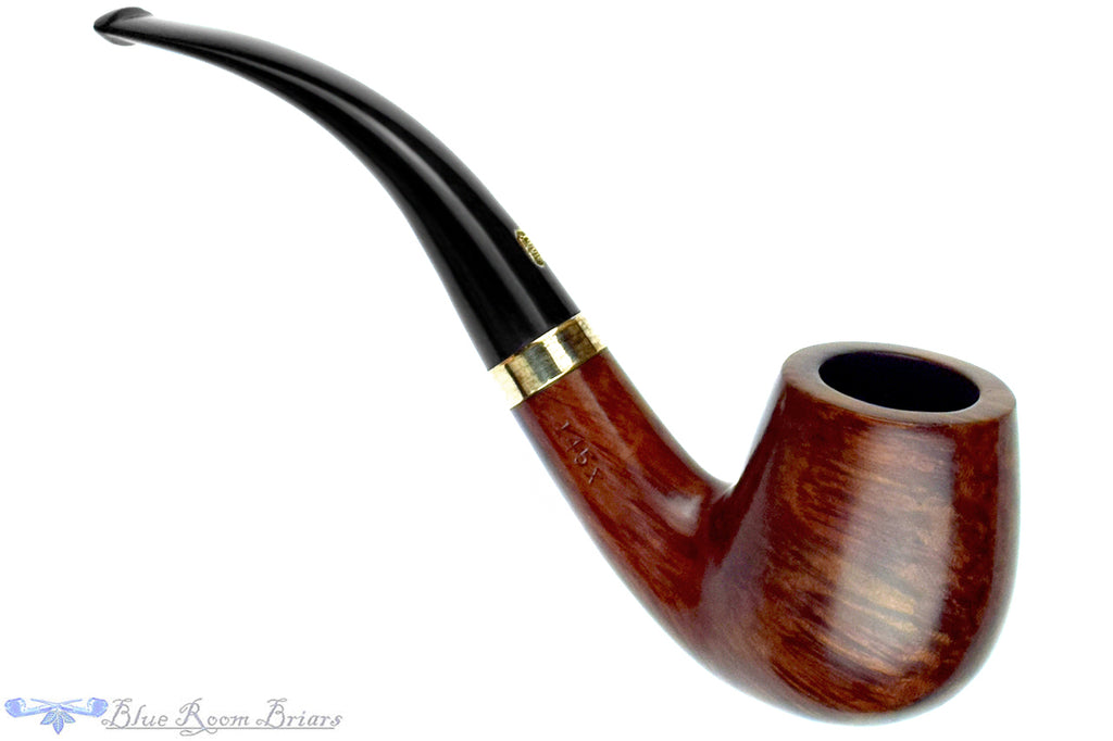 Blue Room Briar is proud to present this Jobey Charcoal Filter 145X Bent Billiard with 14k Gold Filled Band Estate Pipe