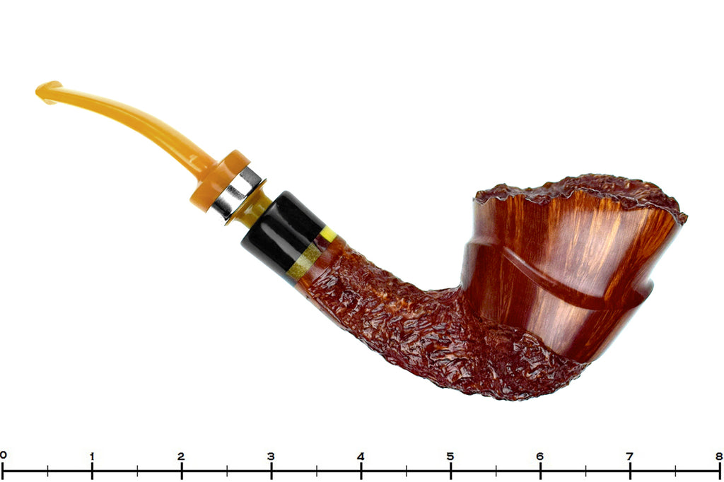 Blue Room Briar is proud to present this Poul Winslow E Grade Bent Partial Rusticated Large Freehand with Silver, Acrylic, and Plateau Estate Pipe