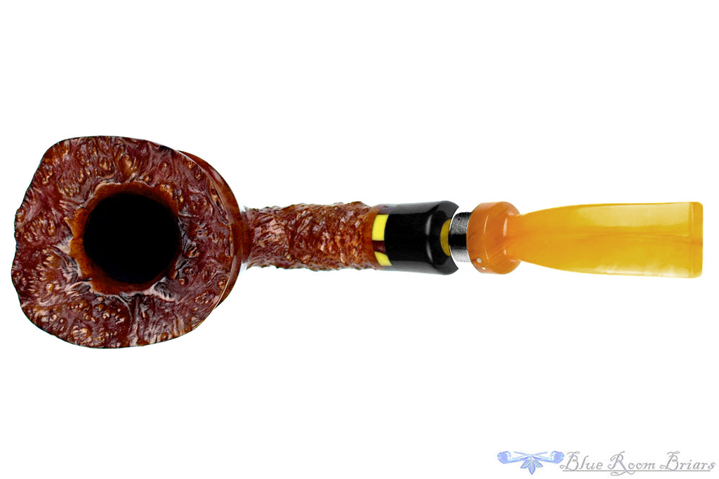 Blue Room Briar is proud to present this Poul Winslow E Grade Bent Partial Rusticated Large Freehand with Silver, Acrylic, and Plateau Estate Pipe