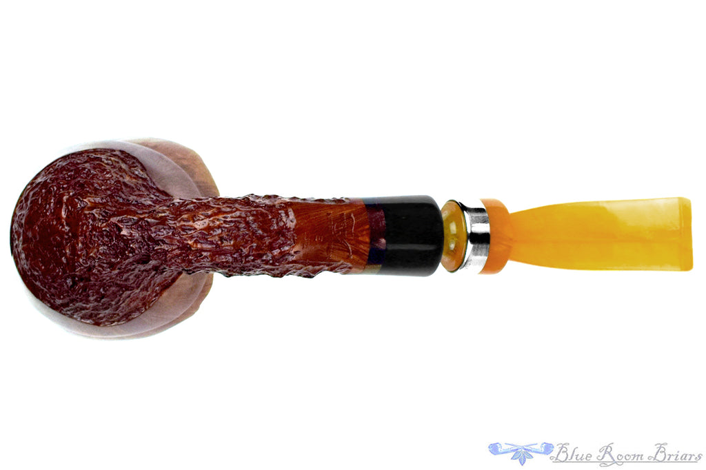 Blue Room Briar is proud to present this Poul Winslow E Grade Bent Partial Rusticated Large Freehand with Silver, Acrylic, and Plateau Estate Pipe
