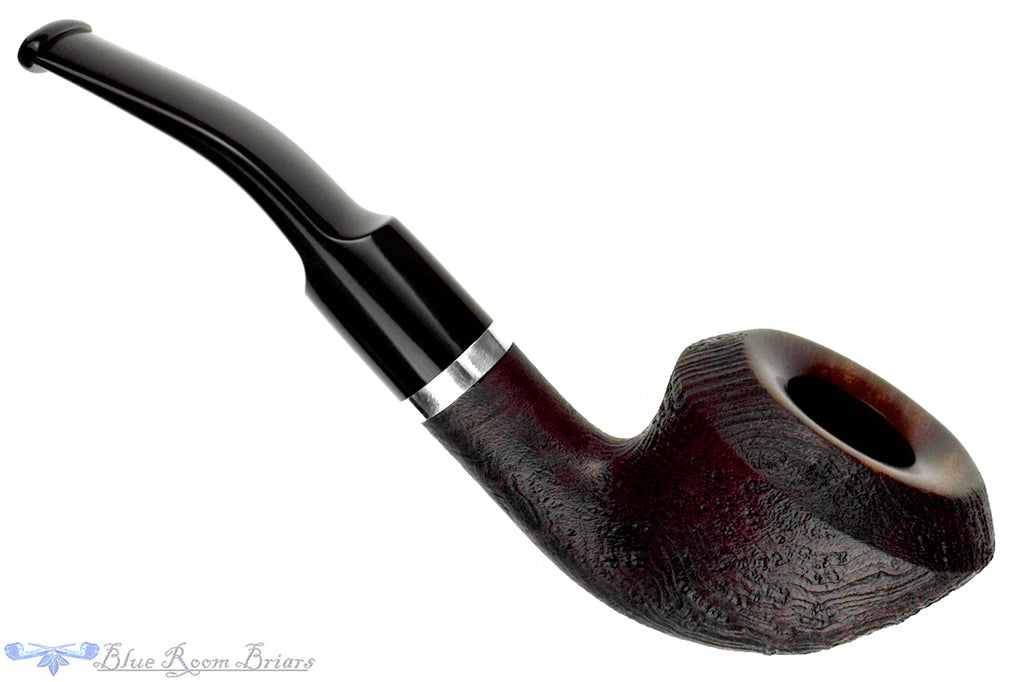 Blue Room Briars is proud to present this Molina Sandblast Bent Rhodesian (9mm Filter) with Nickel Estate Pipe