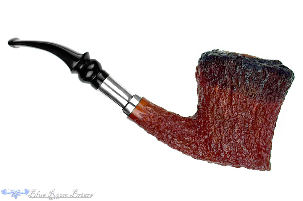 Blue Room Briar is proud to present this Mauro Armellini Very Large Bent Rusticated Fumed Freehand with Silver Estate