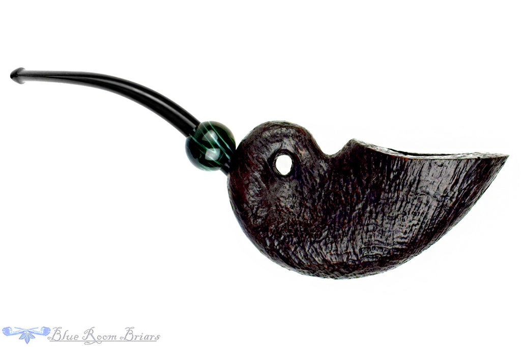 Blue Room Briar is proud to present this HS Studio Bent Sandblast Nautilus with Acrylic Estate Pipe