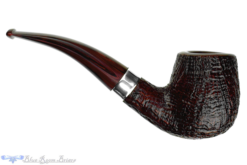 Blue Room Briars is proud to present this Dunhill Cumberland ODA 857 (1985 Make) Bent Sandblast Billiard with Silver and Brindle Estate Pipe