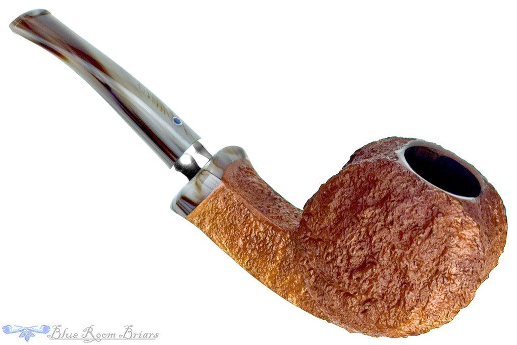Blue Room Briar is proud to present this Ardor Urano Fantasy Bent Rusticated Blowfish with Silver and Acrylic Estate Pipe