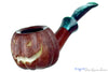 Blue Room Briars is proud to present this Blue Room Briars Pipe 2025 Halloween Bent Carved Glow in the Dark Jack-O'-Lantern